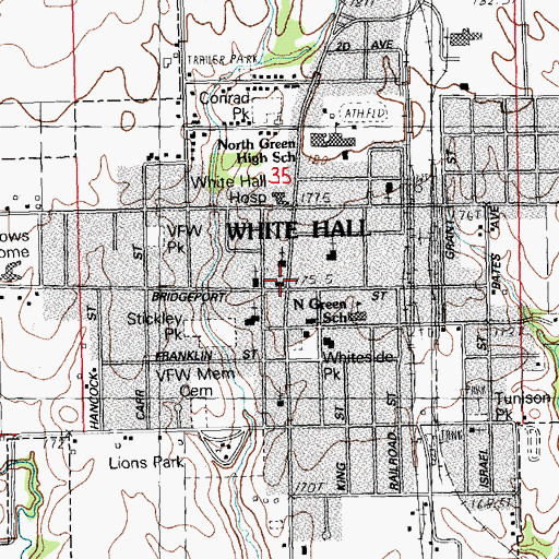 Topographic Map of First Christian Church, IL