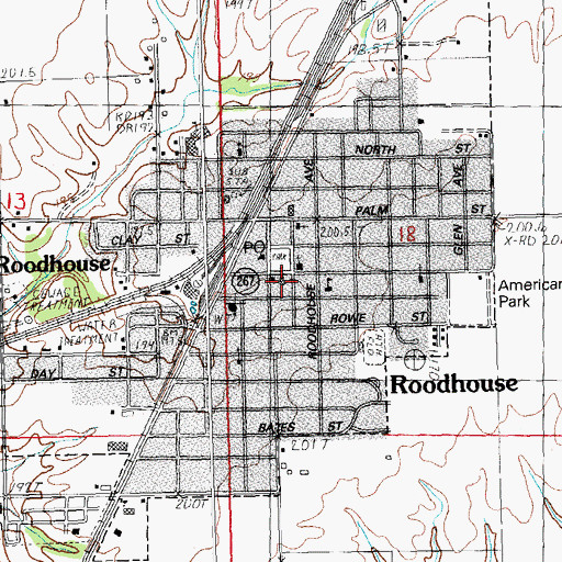 Topographic Map of Roodhouse Christian Church, IL