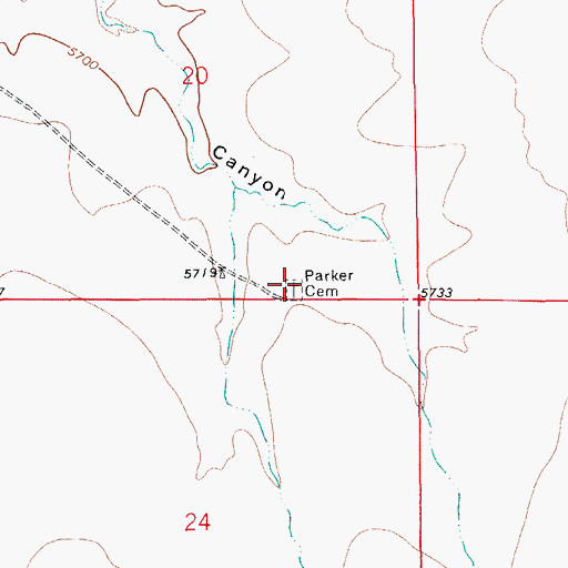 Topographic Map of Parker Cemetery, CO