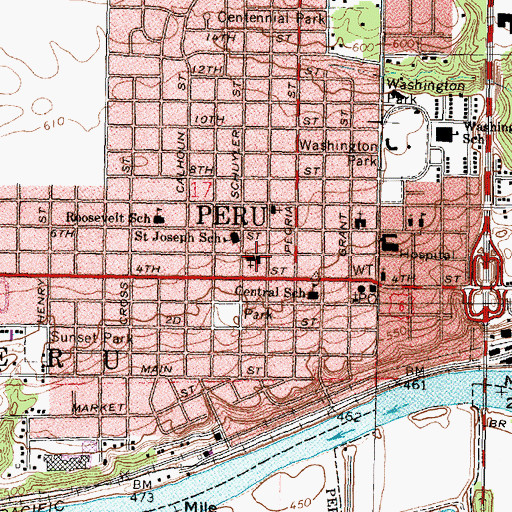 Topographic Map of Saint Josephs Hall, IL
