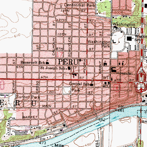 Topographic Map of Saint Josephs Roman Catholic Church, IL