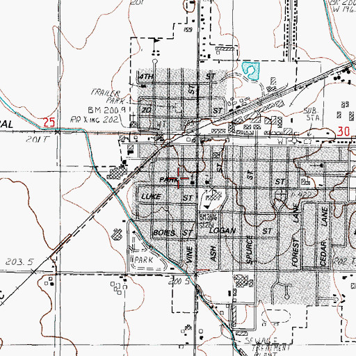 Topographic Map of Arthur Public Library, IL