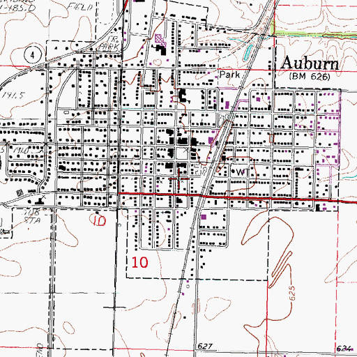 Topographic Map of Auburn Church of the Nazarene, IL