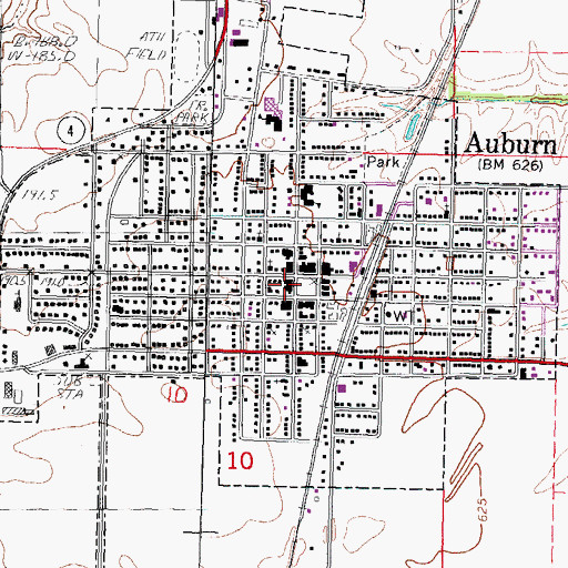 Topographic Map of Auburn Public Library, IL