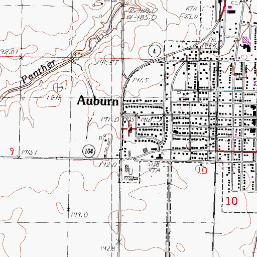 Topographic Map of Christian Church of Auburn, IL