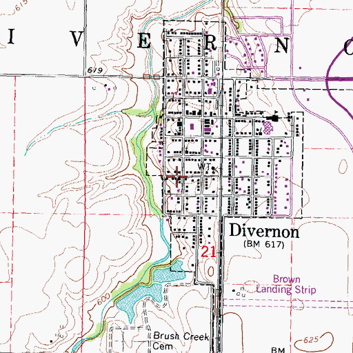 Topographic Map of Divernon United Methodist Church, IL