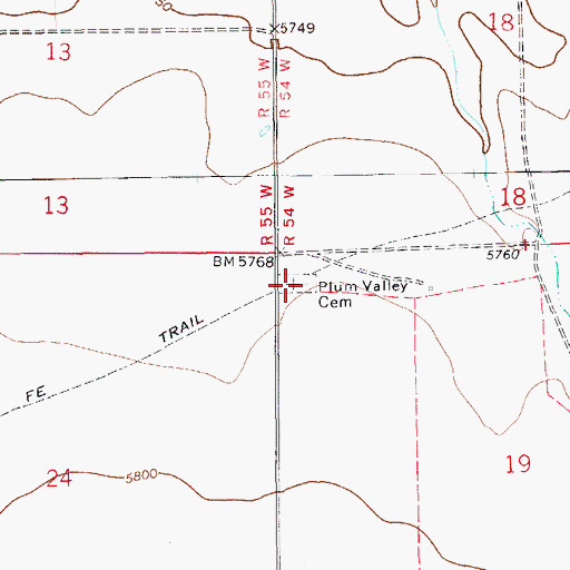 Topographic Map of Plum Valley Cemetery, CO