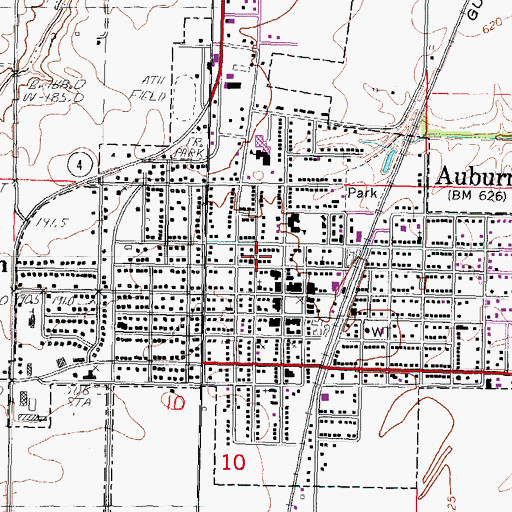 Topographic Map of United Methodist Church of Auburn, IL