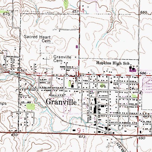 Topographic Map of Sacred Heart Church, IL