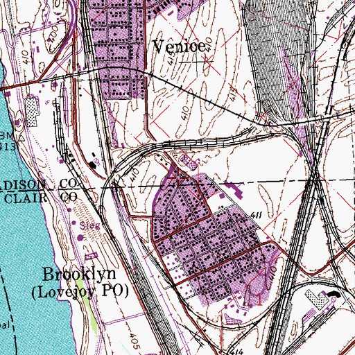 Topographic Map of Antioch Baptist Church of Venice, IL