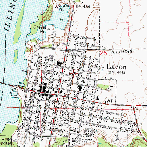 Topographic Map of Immaculate Conception Church, IL