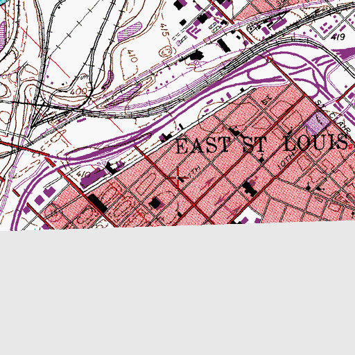 Topographic Map of Central High School (historical), IL
