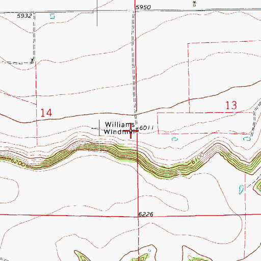 Topographic Map of Williams Windmill, CO