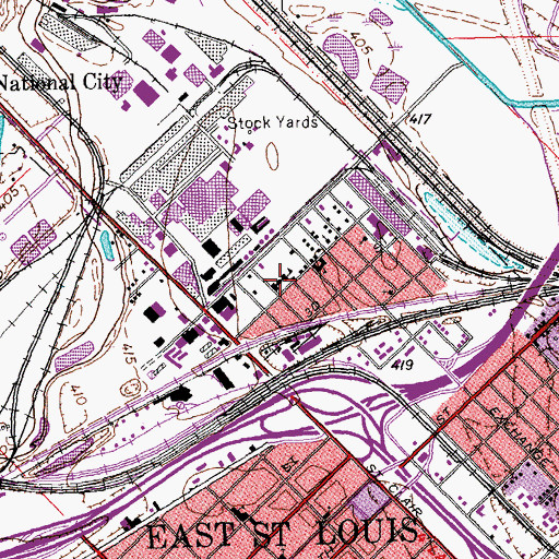 Topographic Map of Garfield School (historical), IL