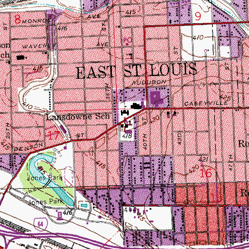 Topographic Map of Holy Angels School, IL
