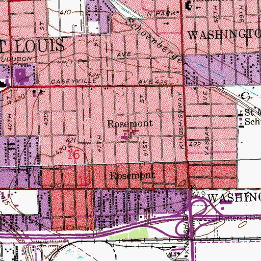 Topographic Map of Rosemont Baptist Church, IL