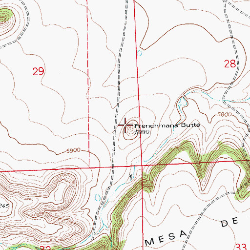 Topographic Map of Frenchmans Butte, CO