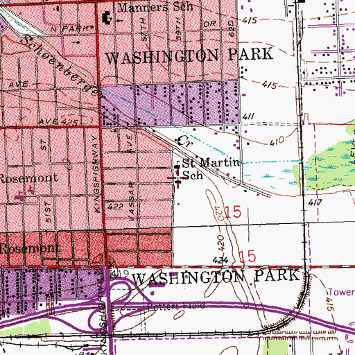 Topographic Map of Saint Martin of Tours Roman Catholic Church, IL