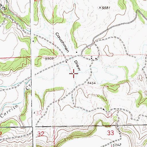Topographic Map of Couchman Draw, CO