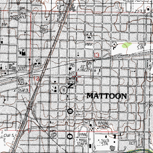 Topographic Map of Broadway Christian Church, IL