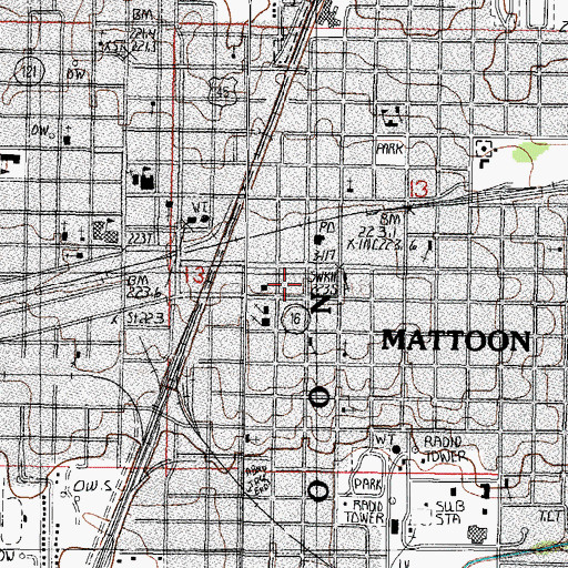 Topographic Map of Central Community Church, IL