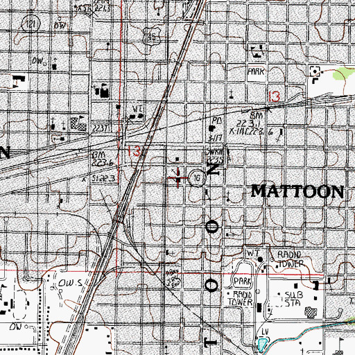 Topographic Map of First Christian Church, IL