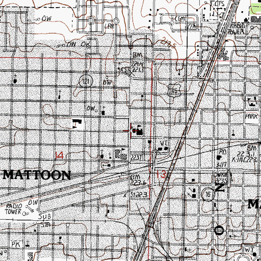 Topographic Map of Immaculate Conception Roman Catholic Church, IL