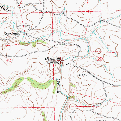 Topographic Map of Dripping Springs, CO