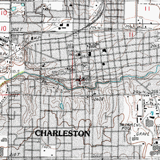 Topographic Map of Charleston Public Library, IL