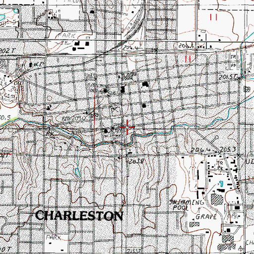 Topographic Map of Coles County Jail, IL