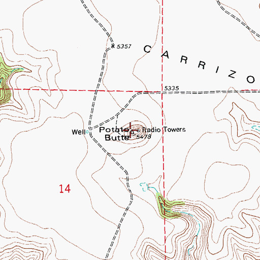 Topographic Map of Potato Butte, CO