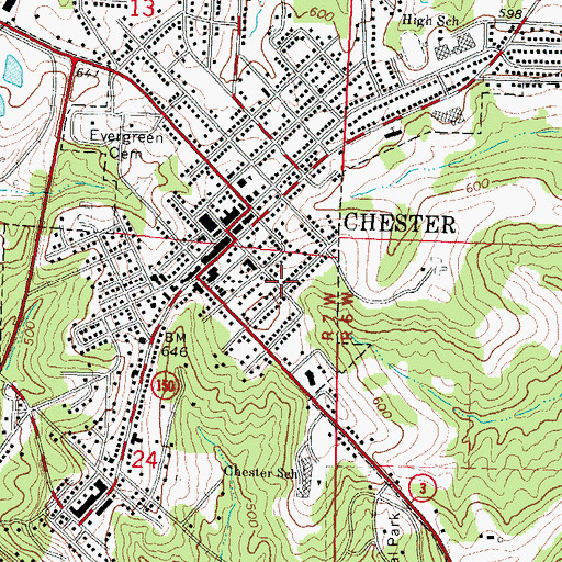 Topographic Map of Chester Hospital (historical), IL