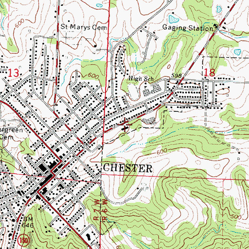 Topographic Map of First Presbyterian Church, IL