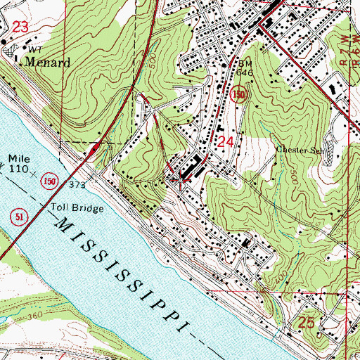 Topographic Map of Randolph County Courthouse, IL