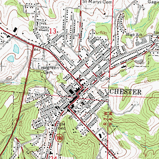 Topographic Map of Saint Johns Evangelical Lutheran School, IL
