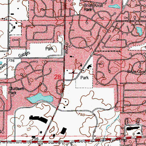 Topographic Map of Blanchard Road Alliance Church, IL