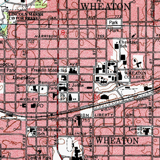 Topographic Map of Calvary Bible Chapel, IL