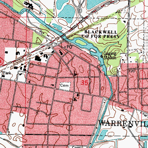 Topographic Map of Community Baptist Church, IL