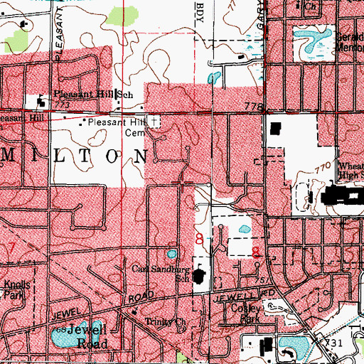Topographic Map of Coventry Park, IL