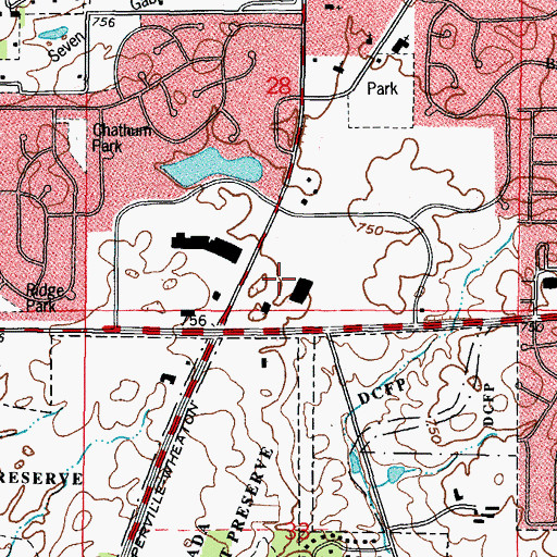 Topographic Map of Danada Square East Shopping Center, IL