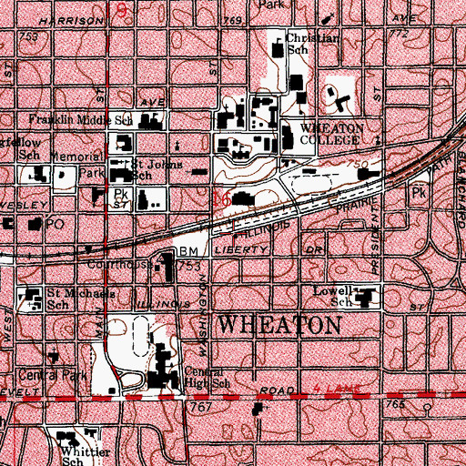 Topographic Map of DuPage African Methodist Episcopal Church, IL