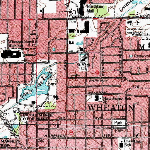 Topographic Map of First Assembly of God Church, IL