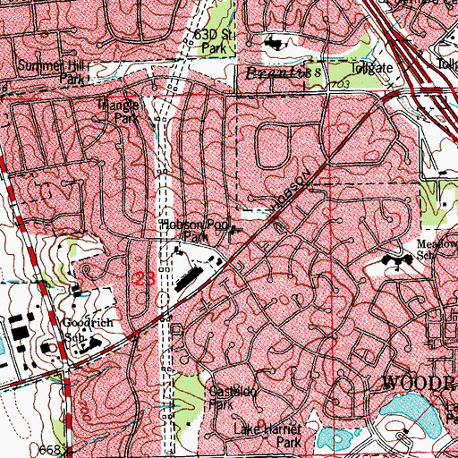 Topographic Map of First Baptist Church of Woodridge, IL