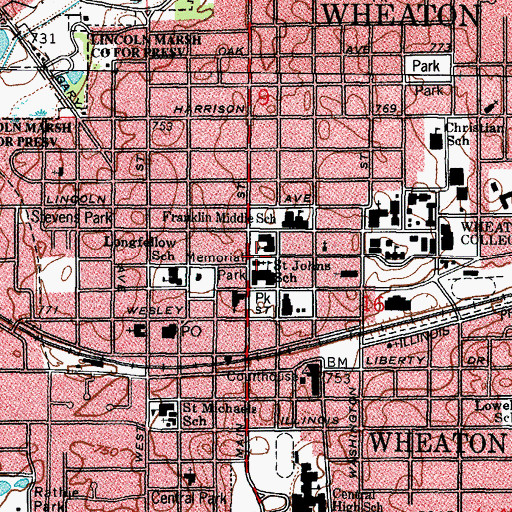 Topographic Map of First Church of Christ Scientist, IL