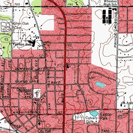 Topographic Map of First Congregational Church, IL