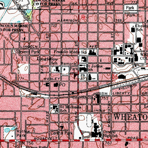Topographic Map of Gary Memorial United Methodist Church, IL