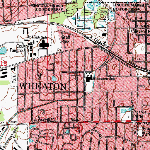 Topographic Map of Grace Presbyterian Church, IL