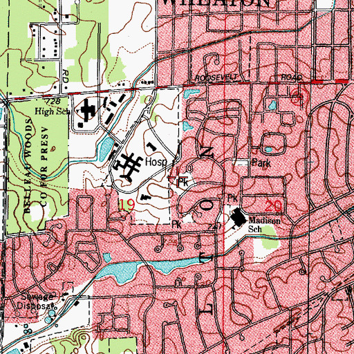 Topographic Map of Hurley Gardens, IL
