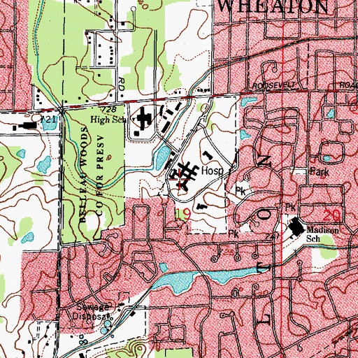 Topographic Map of Marianjoy Rehabilitation Hospital, IL