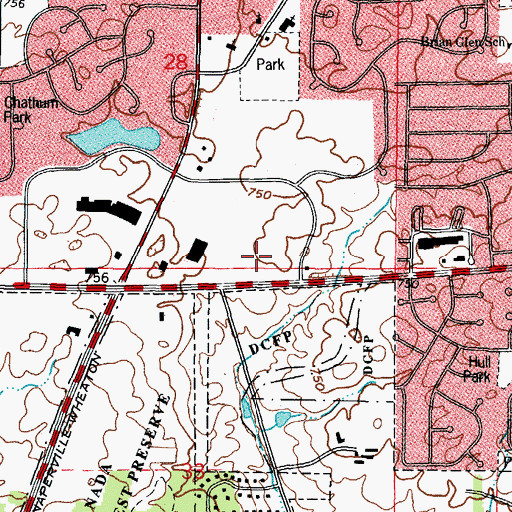 Topographic Map of Rice Lake Square Shopping Center, IL